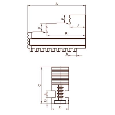 BISON Hard Solid Jaws for 4-jaw Scroll Chuck Ø630 mm for outside clamping type 36**/37**